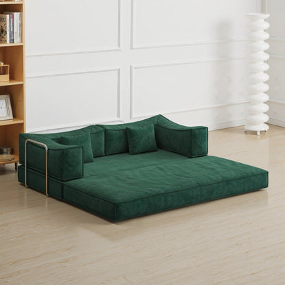 Convertible Pudding Block Sofa, Floor-Standing Sofa Bed with Armrests