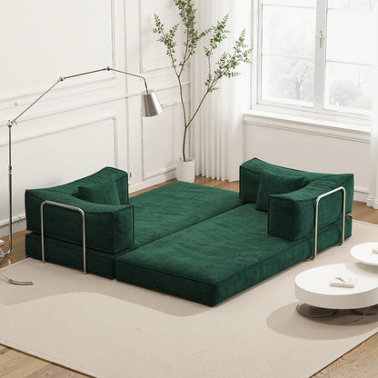 Convertible Pudding Block Sofa, Floor-Standing Sofa Bed with Armrests