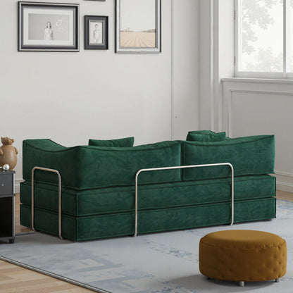 Convertible Pudding Block Sofa, Floor-Standing Sofa Bed with Armrests