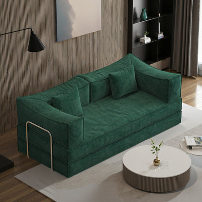 Convertible Pudding Block Sofa, Floor-Standing Sofa Bed with Armrests