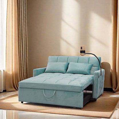 Convertible Pullout Loveseat Sofa Bed with Phone Holder