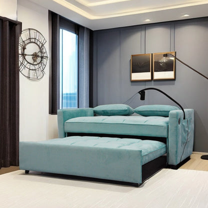 Convertible Pullout Loveseat Sofa Bed with Phone Holder