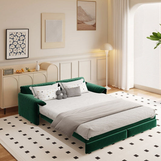 Convertible Sleeper Sofa Multi-Functional Velvet Loveseat Bed