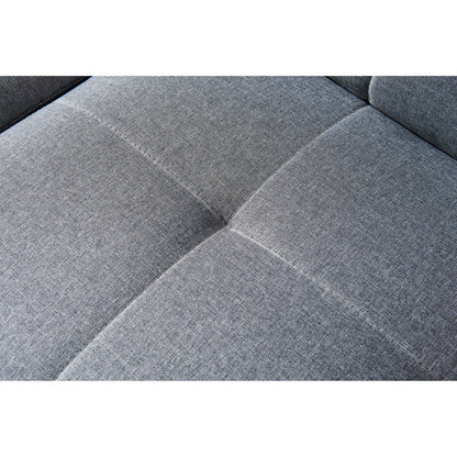 Convertible Sofa Bed Futon with Solid Wood Legs Linen Fabric Grey
