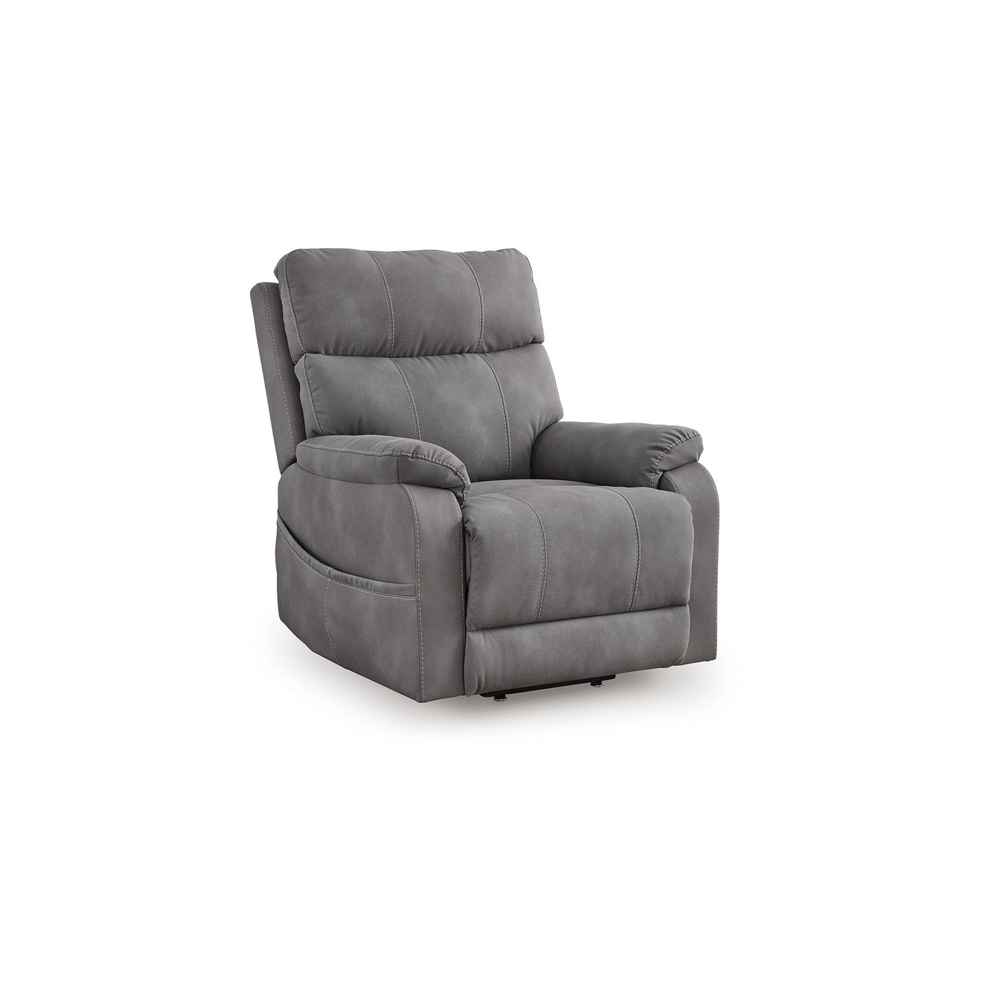 Corbin Power Lift Recliner Chair, Gray Faux Leather, Pillow Top Arms