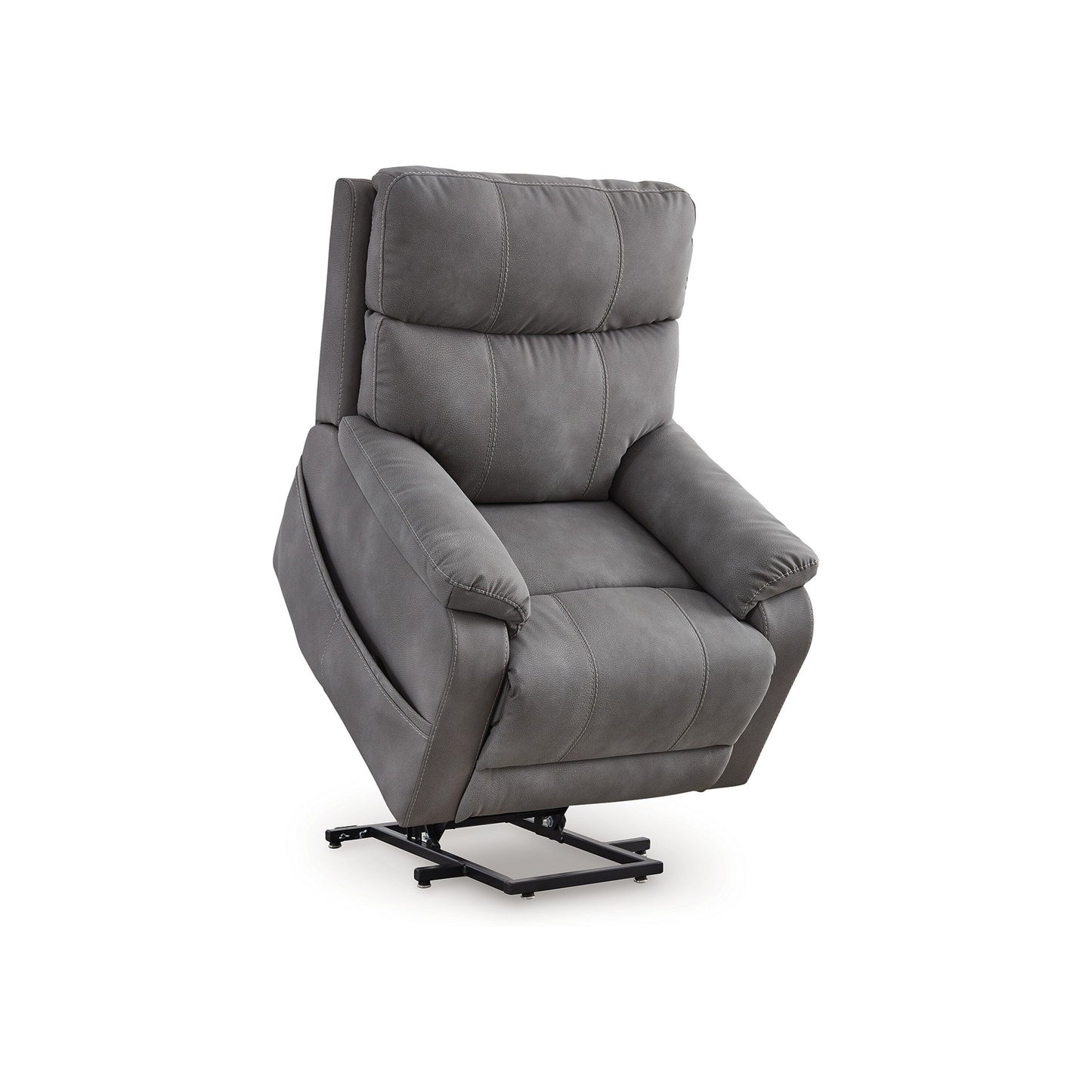Corbin Power Lift Recliner Chair, Gray Faux Leather, Pillow Top Arms