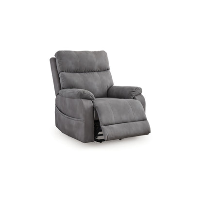 Corbin Power Lift Recliner Chair, Gray Faux Leather, Pillow Top Arms