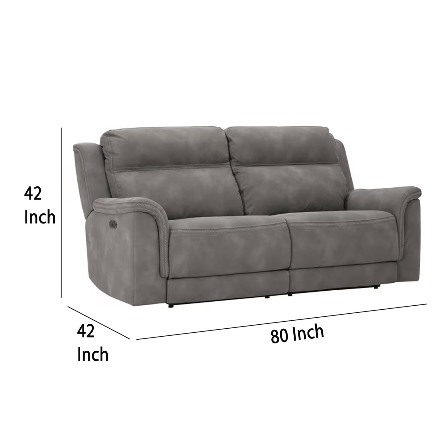 Corbin Power Recliner Sofa, Zero Draw USB, Slate Gray Faux Leather