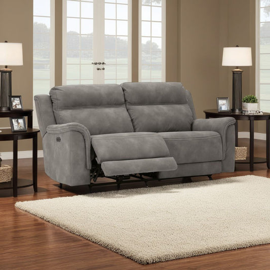 Corbin Power Recliner Sofa, Zero Draw USB, Slate Gray Faux Leather