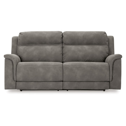 Corbin Power Recliner Sofa, Zero Draw USB, Slate Gray Faux Leather