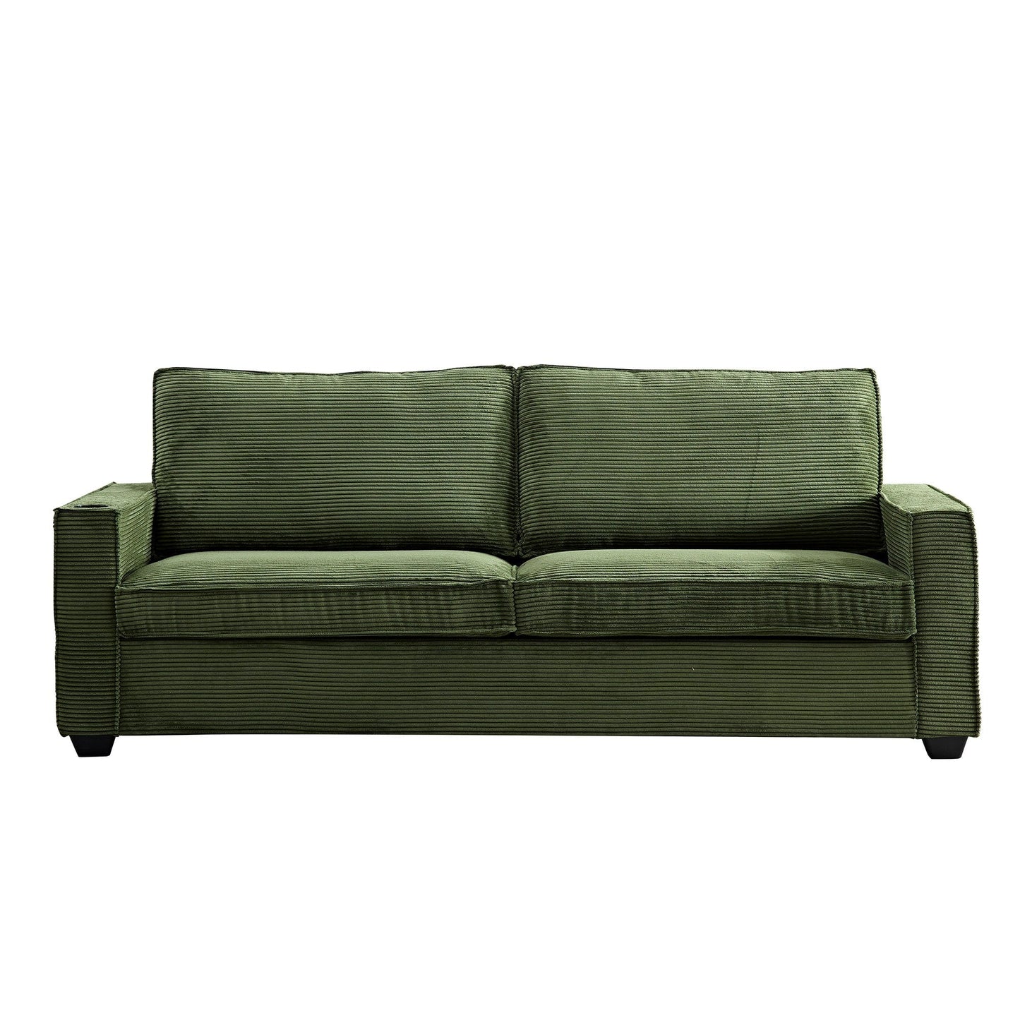 Corduroy 3-seater Sofa with Cup Holder and Storage