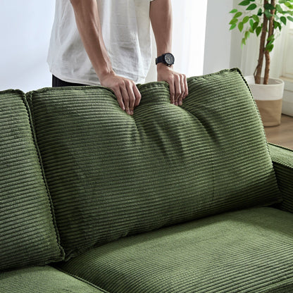 Corduroy 3-seater Sofa with Cup Holder and Storage