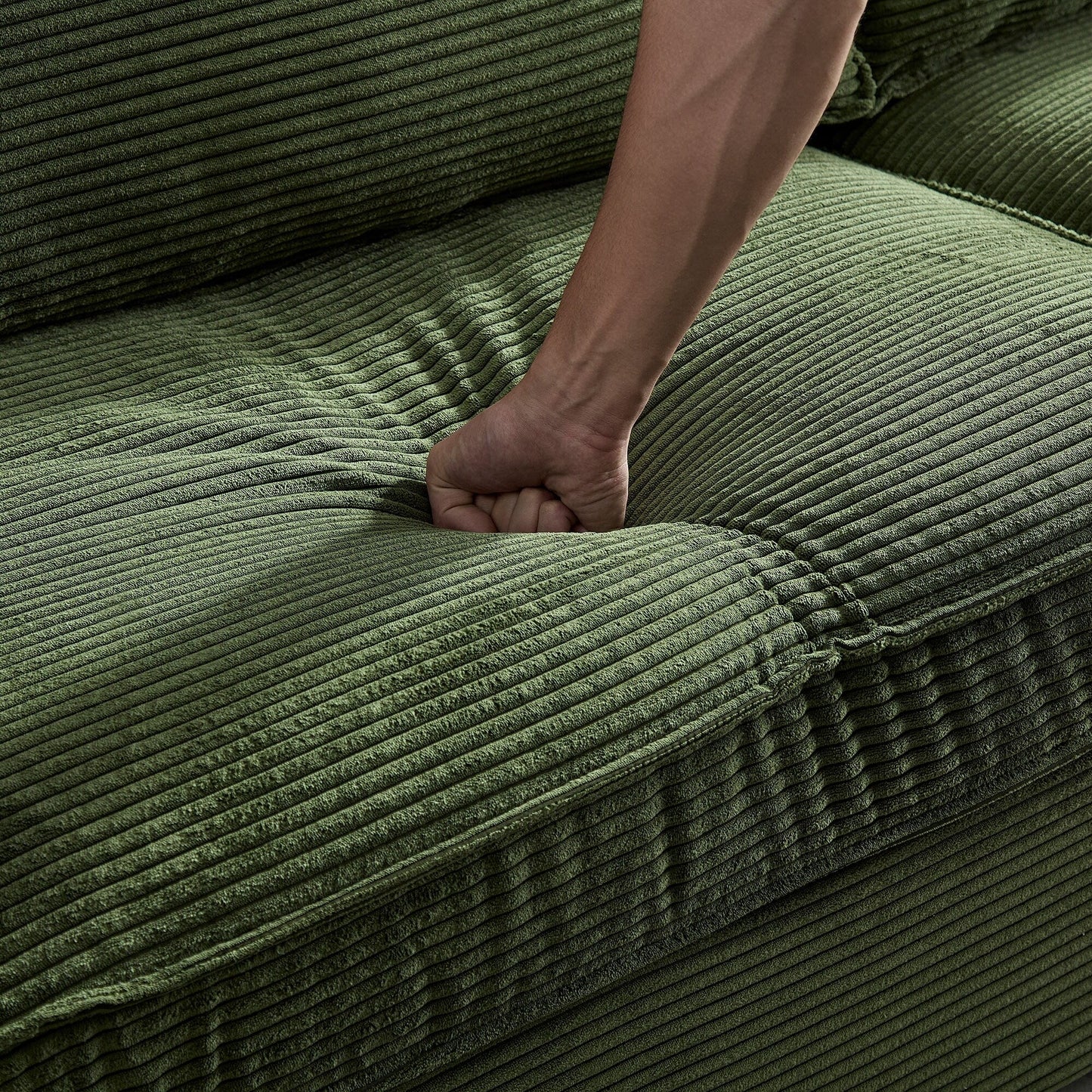 Corduroy 3-seater Sofa with Cup Holder and Storage