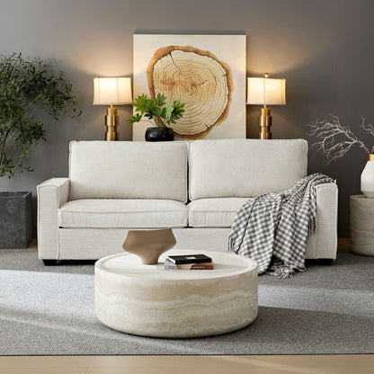 Corduroy 3-seater Sofa with Cup Holder and Storage