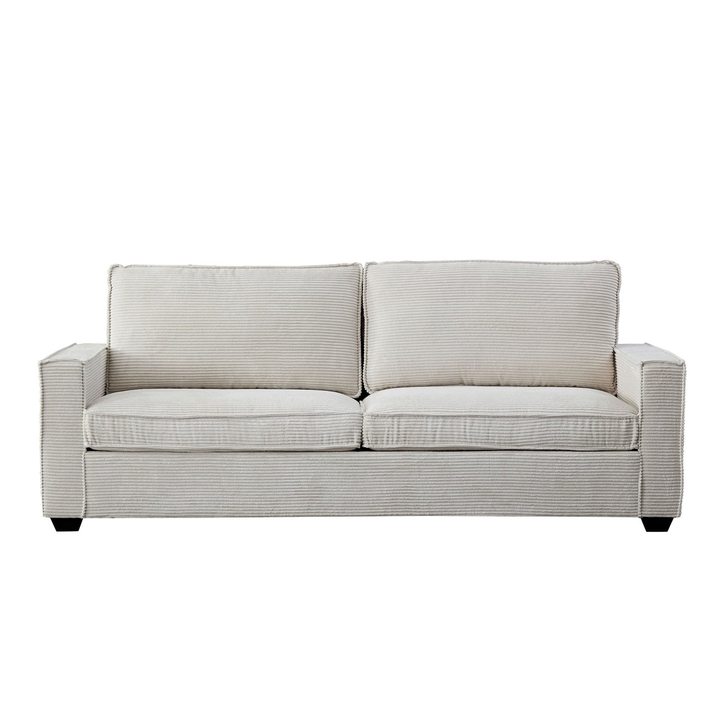 Corduroy 3-seater Sofa with Cup Holder and Storage