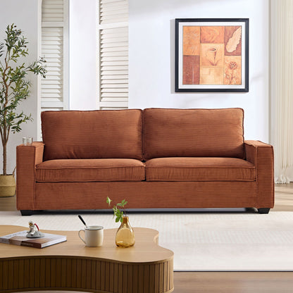 Corduroy 3-seater Sofa with Cup Holder and Storage