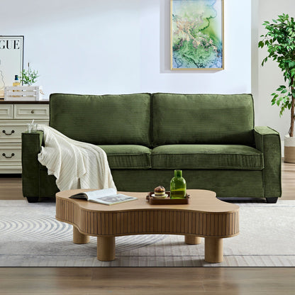 Corduroy 3-seater Sofa with Cup Holder and Storage