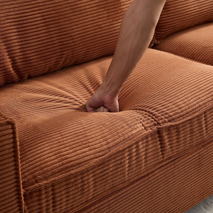 Corduroy 3-seater Sofa with Cup Holder and Storage
