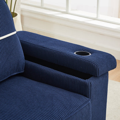Corduroy 3-seater Sofa with USB Ports and Cup Holders