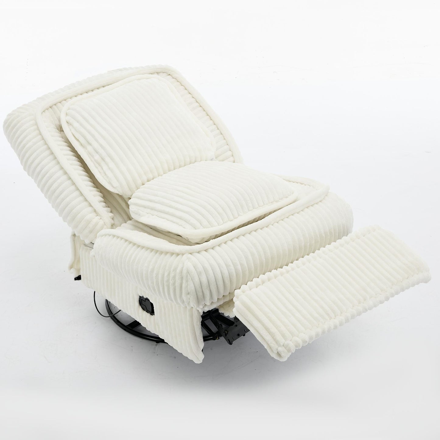 Corduroy 360° Swivel Glider Rocker Recliner with Pillows