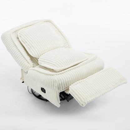 Corduroy 360° Swivel Glider Rocker Recliner with Pillows