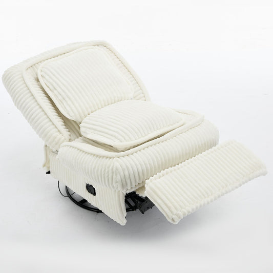 Corduroy 360° Swivel Glider Rocker Recliner with Pillows