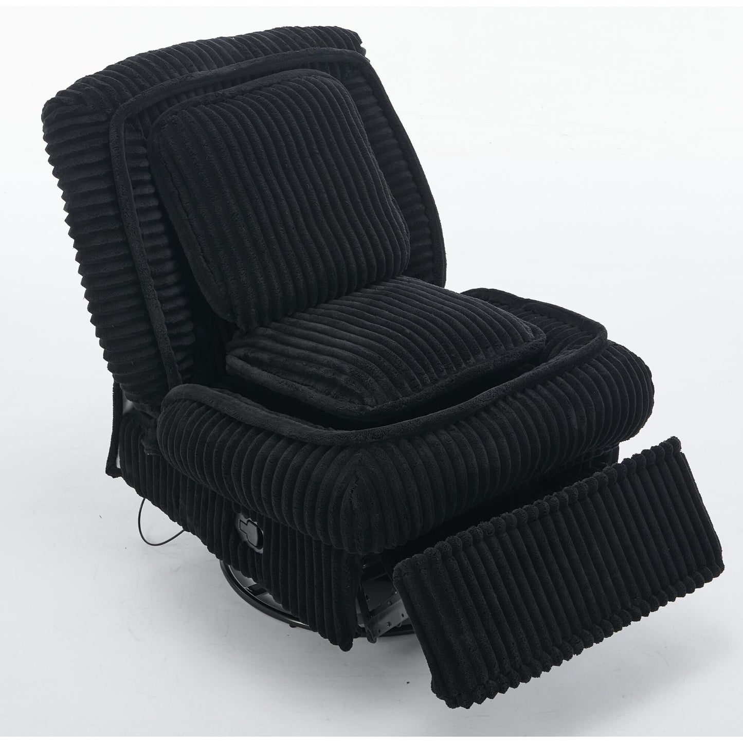 Corduroy 360° Swivel Glider Rocker Recliner with Pillows