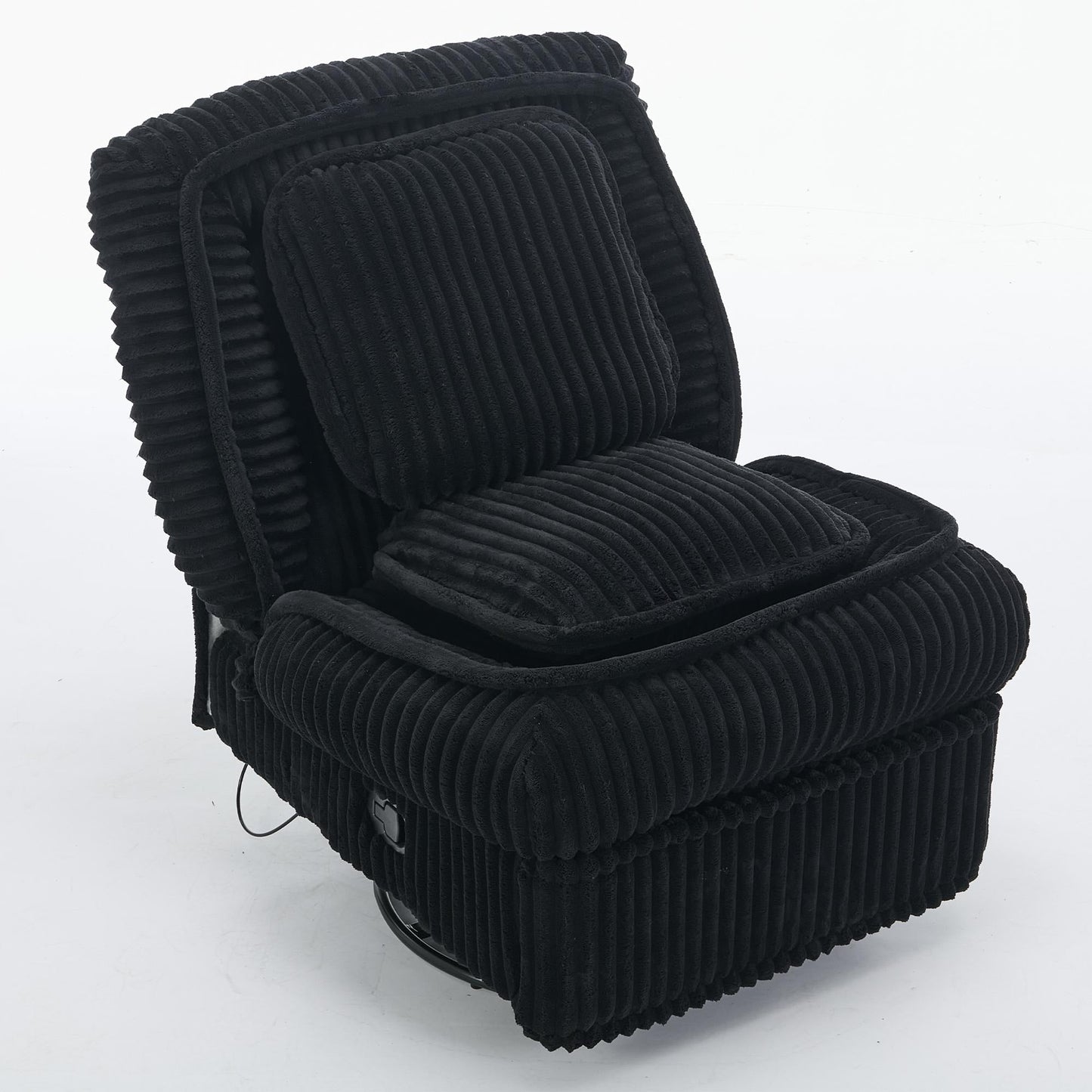 Corduroy 360° Swivel Glider Rocker Recliner with Pillows