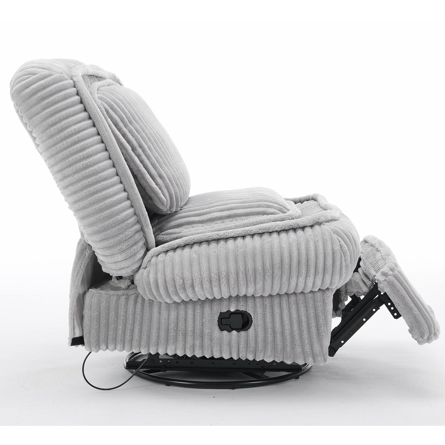 Corduroy 360° Swivel Glider Rocker Recliner with Pillows