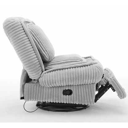 Corduroy 360° Swivel Glider Rocker Recliner with Pillows