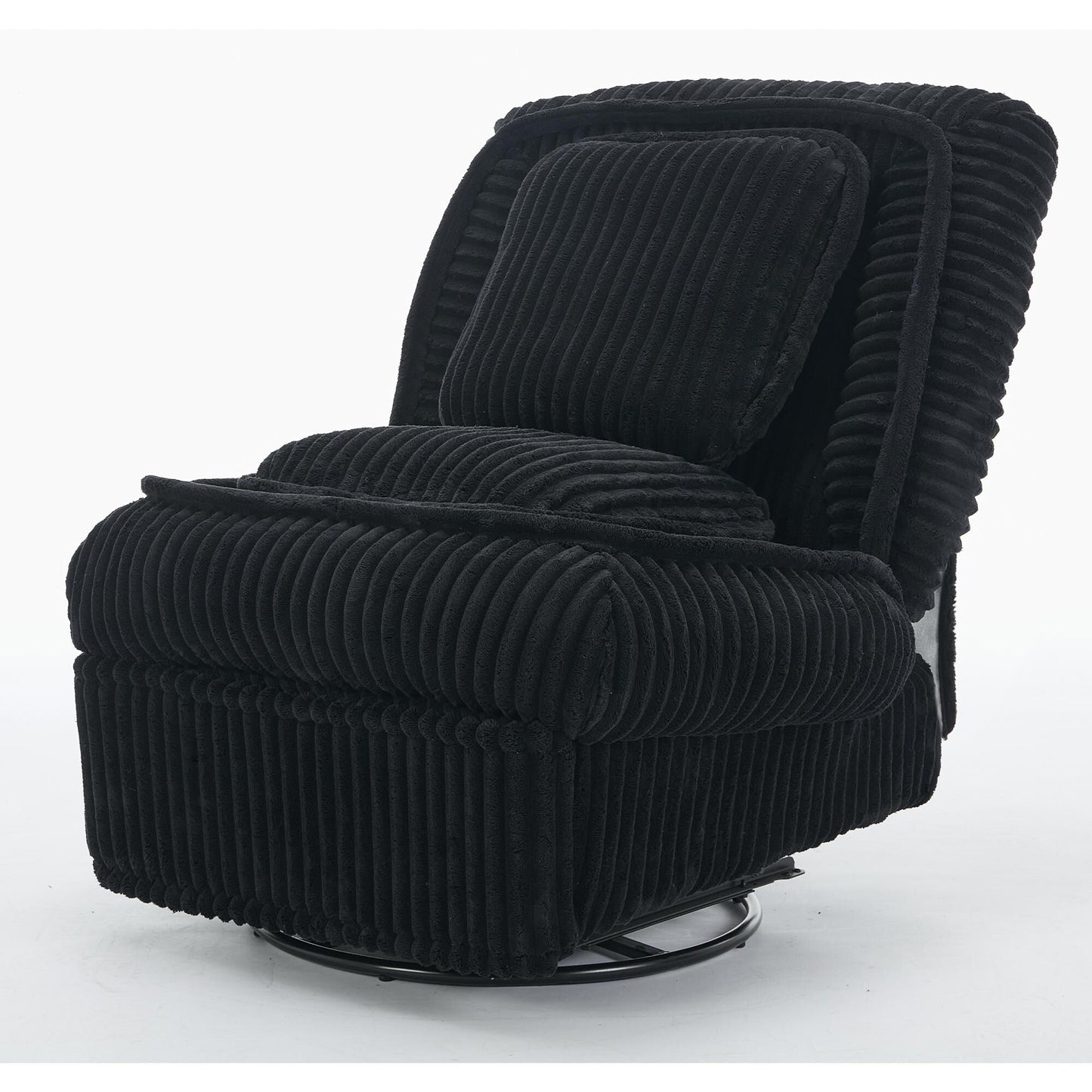 Corduroy 360° Swivel Glider Rocker Recliner with Pillows