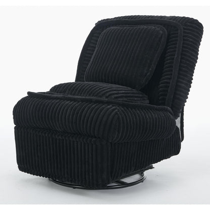 Corduroy 360° Swivel Glider Rocker Recliner with Pillows