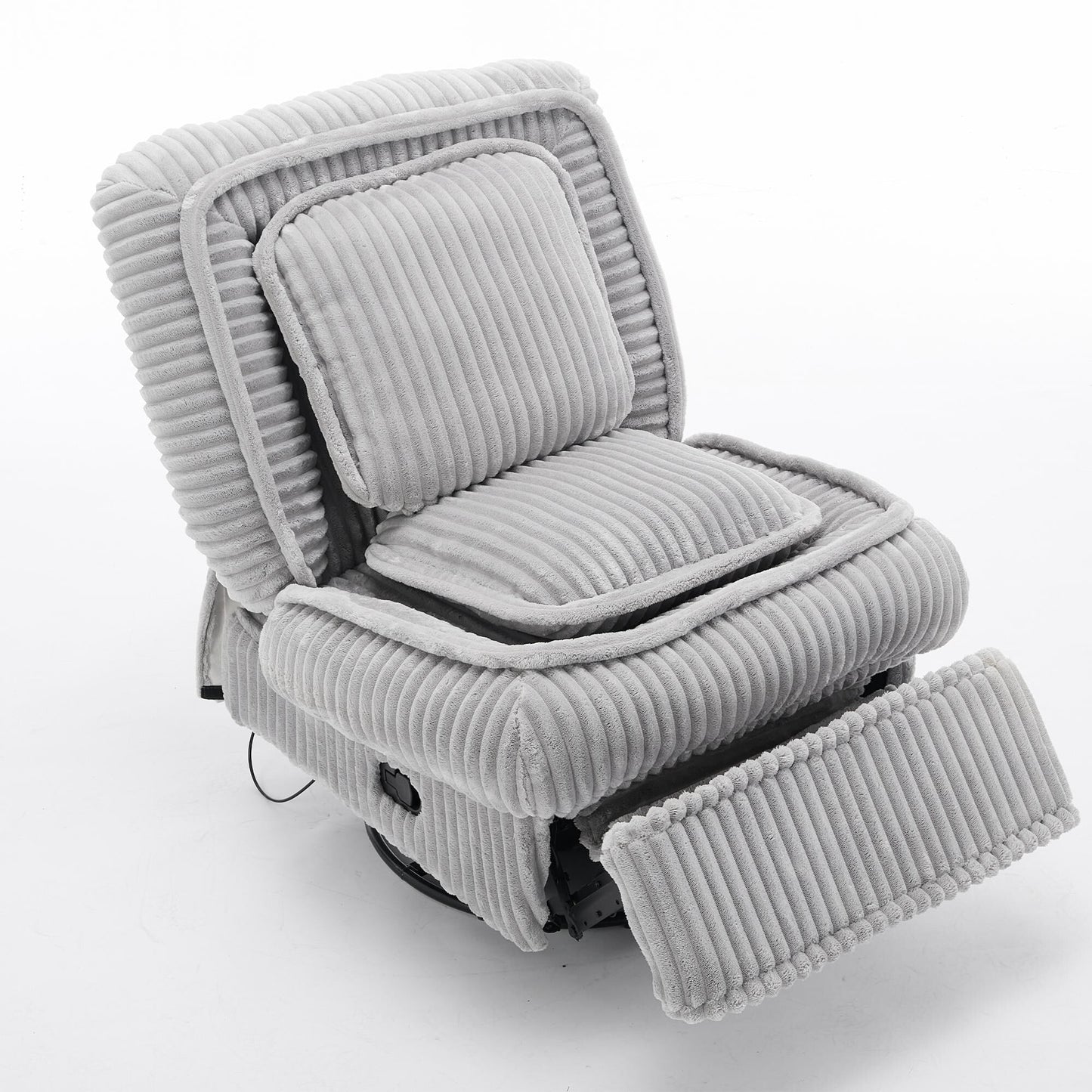 Corduroy 360° Swivel Glider Rocker Recliner with Pillows