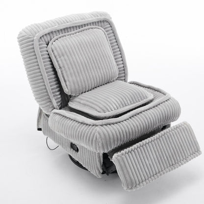 Corduroy 360° Swivel Glider Rocker Recliner with Pillows