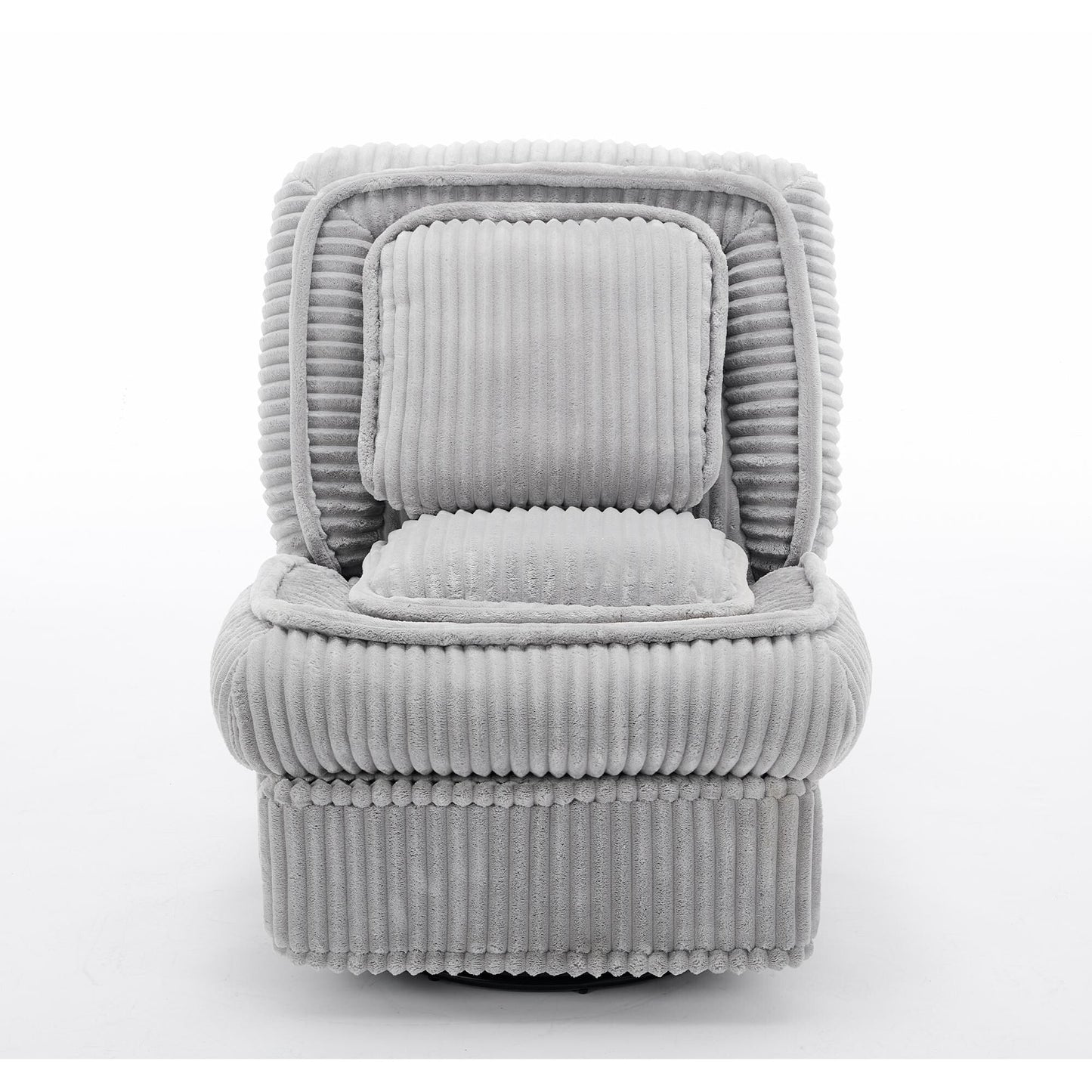 Corduroy 360° Swivel Glider Rocker Recliner with Pillows