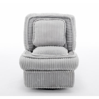 Corduroy 360° Swivel Glider Rocker Recliner with Pillows