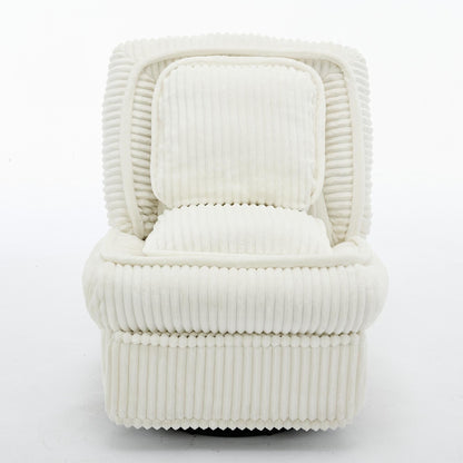 Corduroy 360° Swivel Glider Rocker Recliner with Pillows
