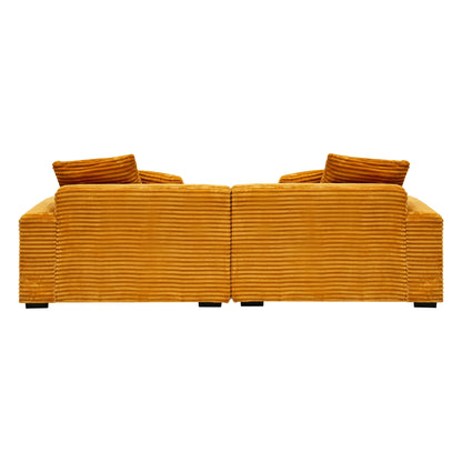 Corduroy 4-seat Sofa with Throw Pillows