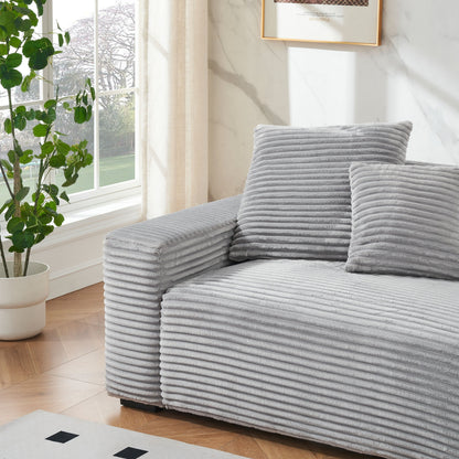 Corduroy 4-seat Sofa with Throw Pillows