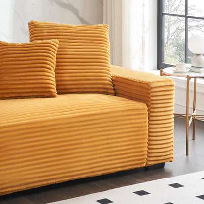 Corduroy 4-seat Sofa with Throw Pillows
