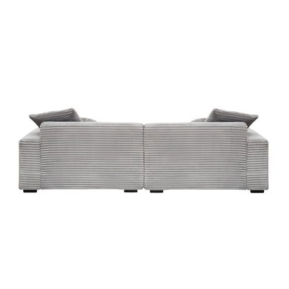 Corduroy 4-seat Sofa with Throw Pillows