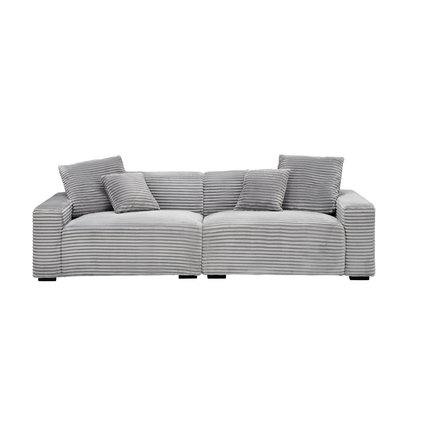 Corduroy 4-seat Sofa with Throw Pillows
