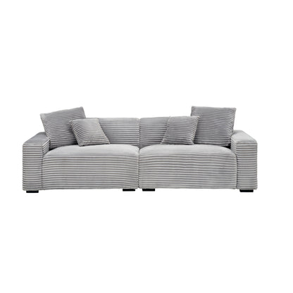 Corduroy 4-seat Sofa with Throw Pillows