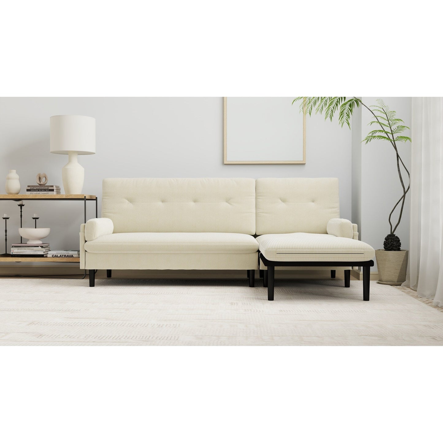 Corduroy Adjustable 3-seater Sofa and Guest Bed