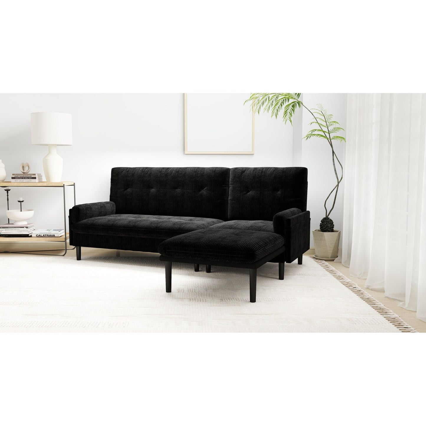 Corduroy Adjustable 3-seater Sofa and Guest Bed