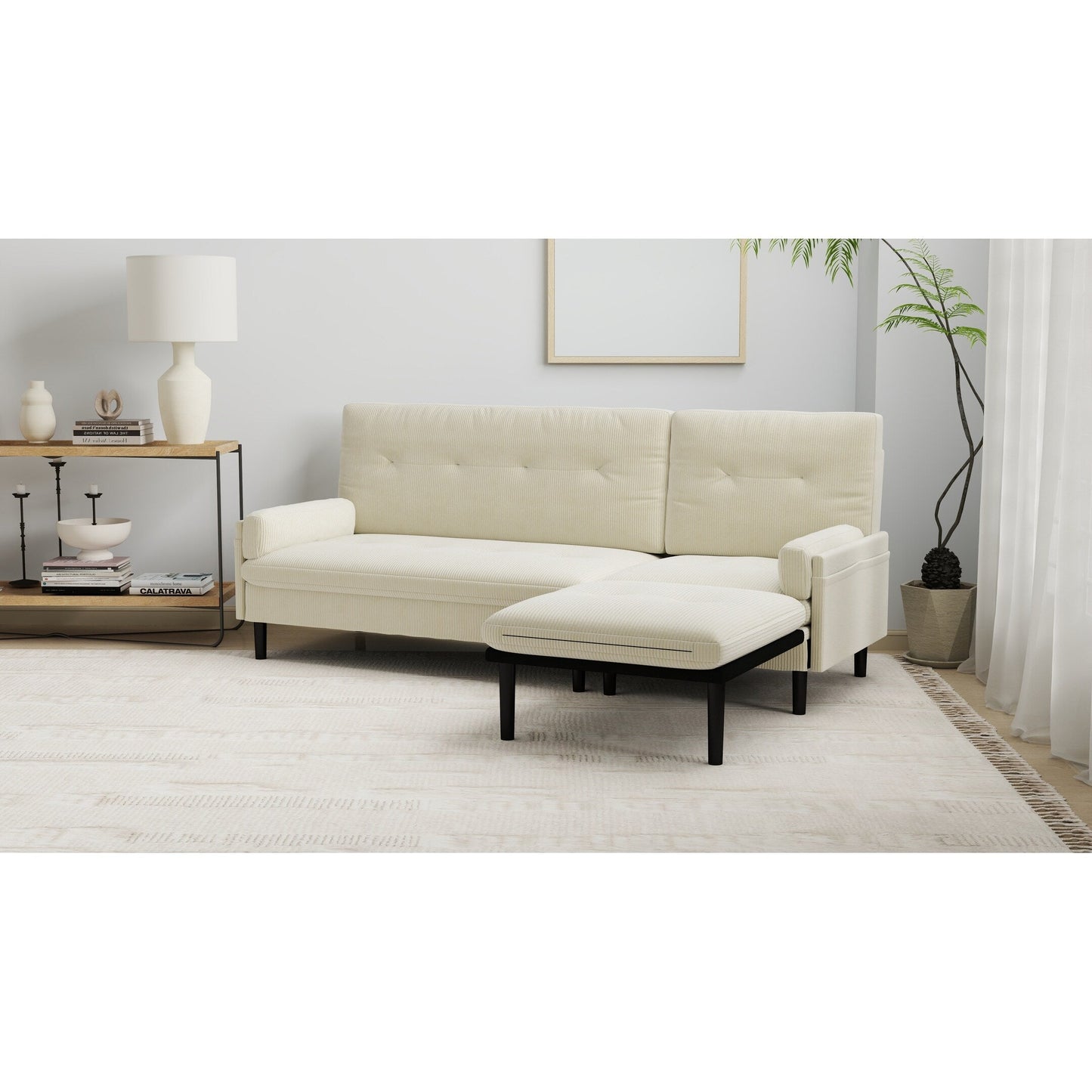 Corduroy Adjustable 3-seater Sofa and Guest Bed