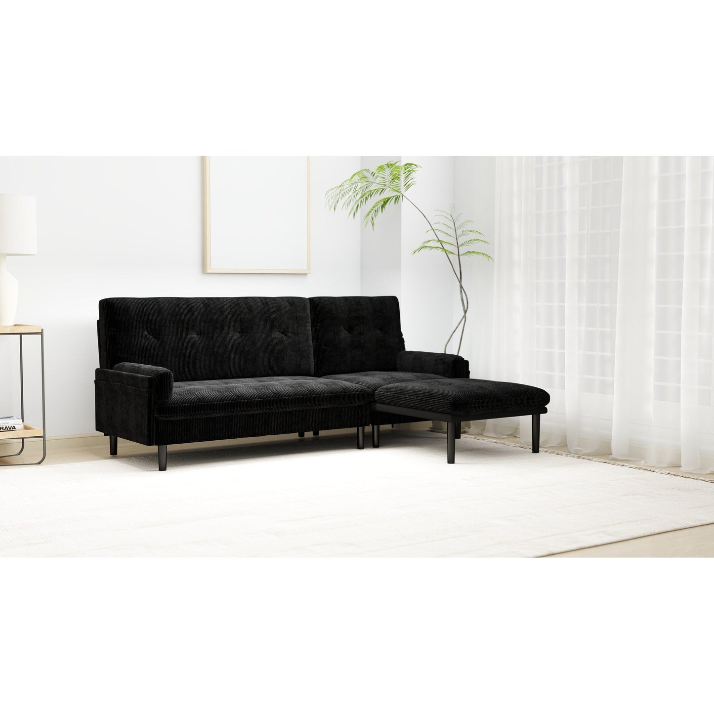 Corduroy Adjustable 3-seater Sofa and Guest Bed