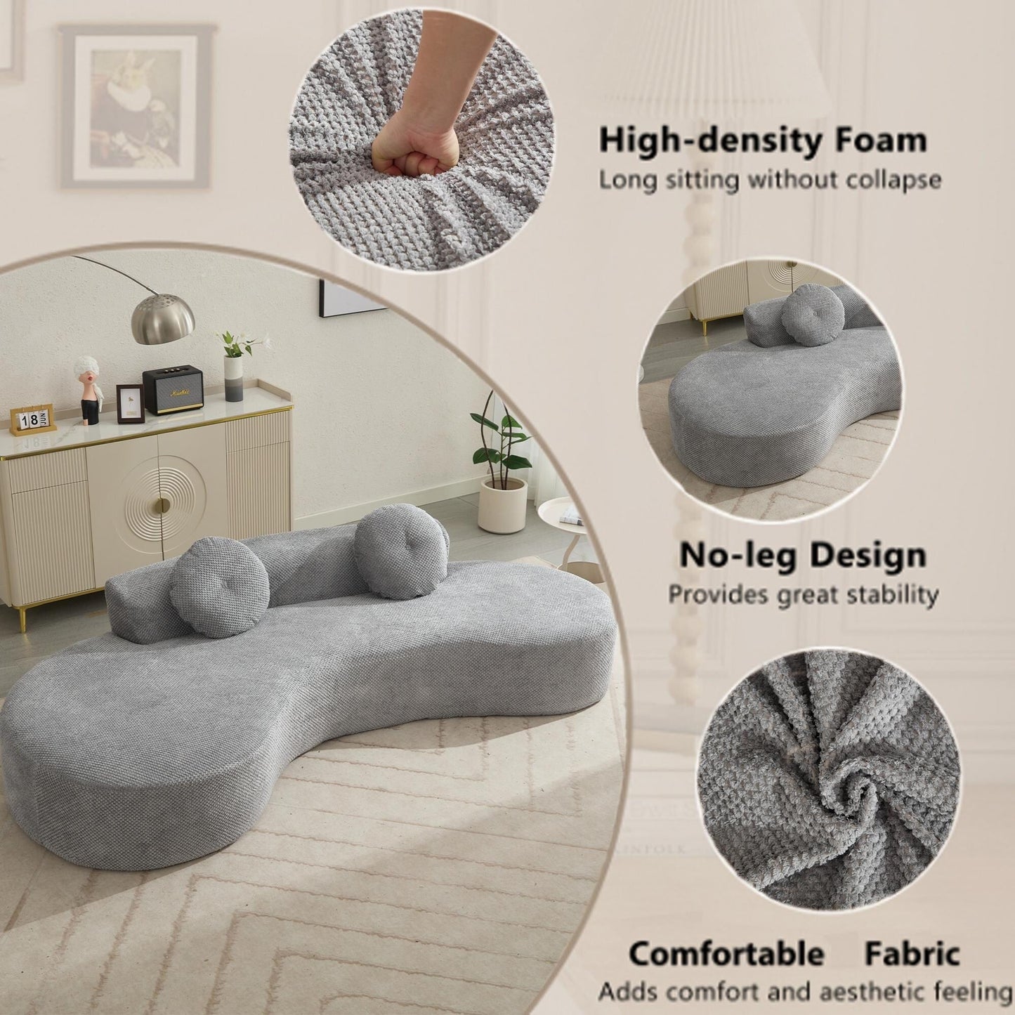 Corduroy Cloud Sofa with Pillows