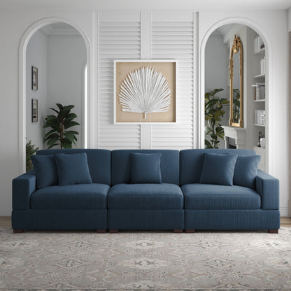 Corduroy Couch Modular Sectional Sofa with Pillows