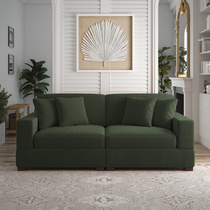 Corduroy Couch Modular Sectional Sofa with Pillows